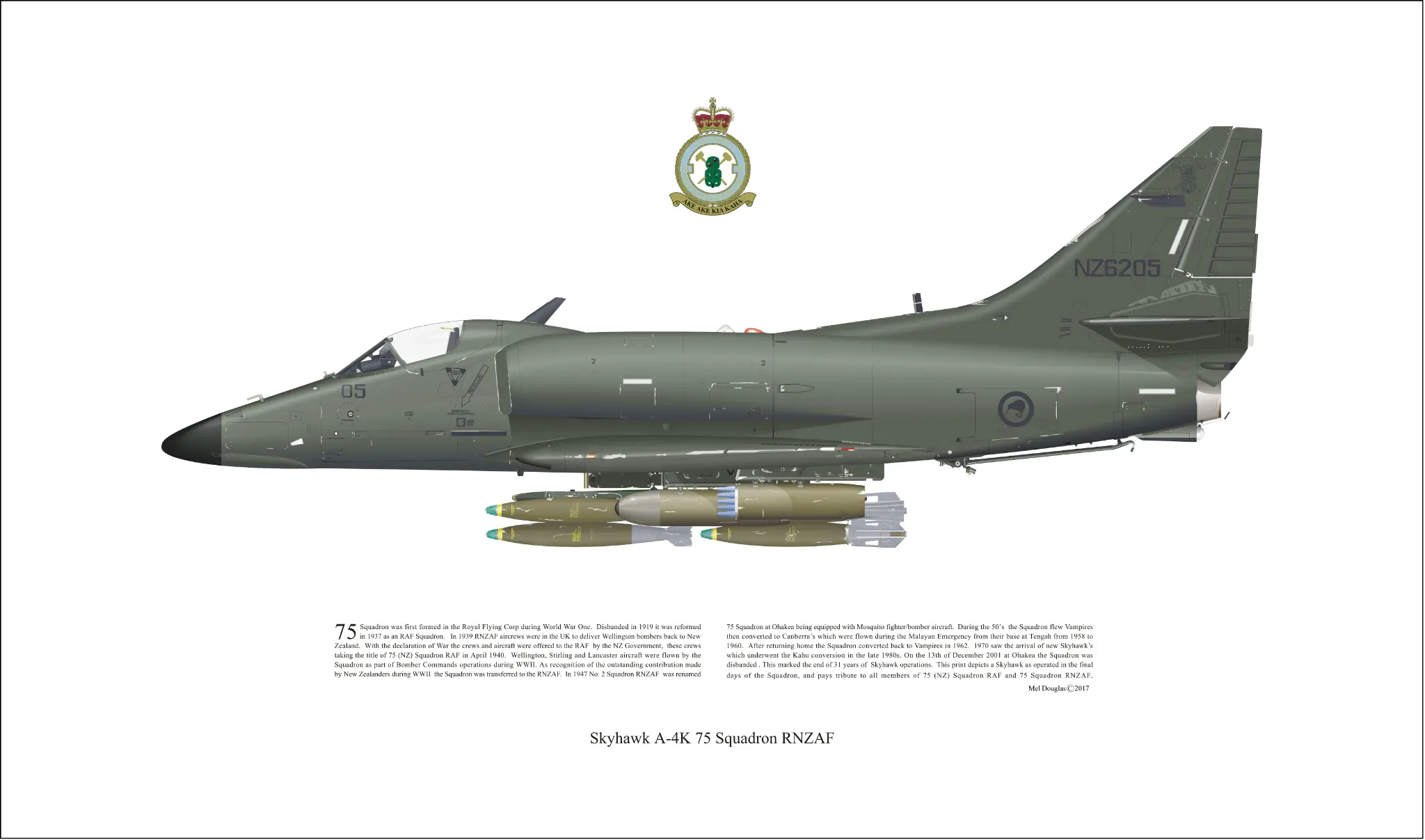 75 Squadron Skyhawk aviation print